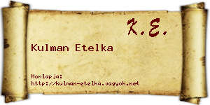 Kulman Etelka névjegykártya